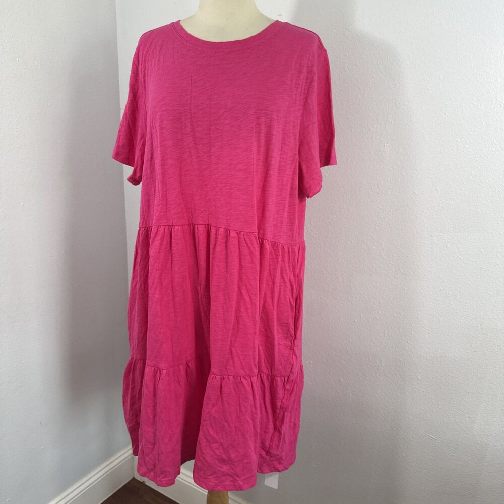 Gap Dress Womens XL‎ Pink Tiered Cotton Swing Summer Resort